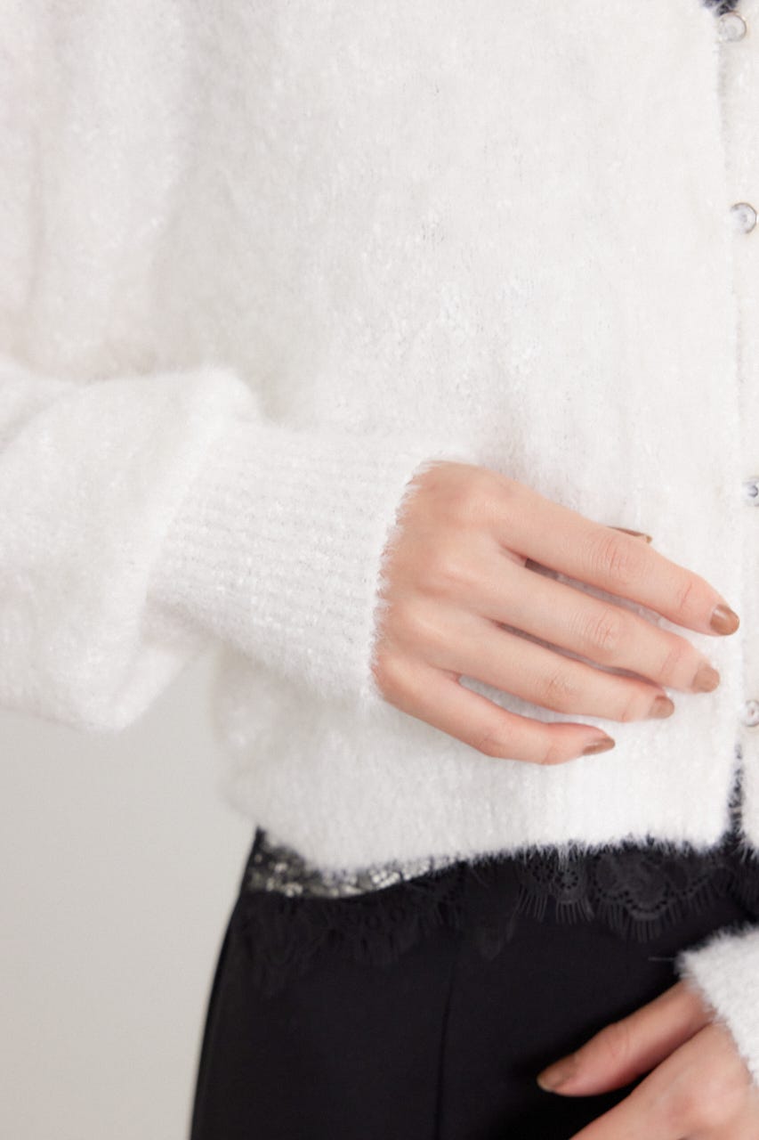 ミニフラッフィーニットカーディガン WHT FREE