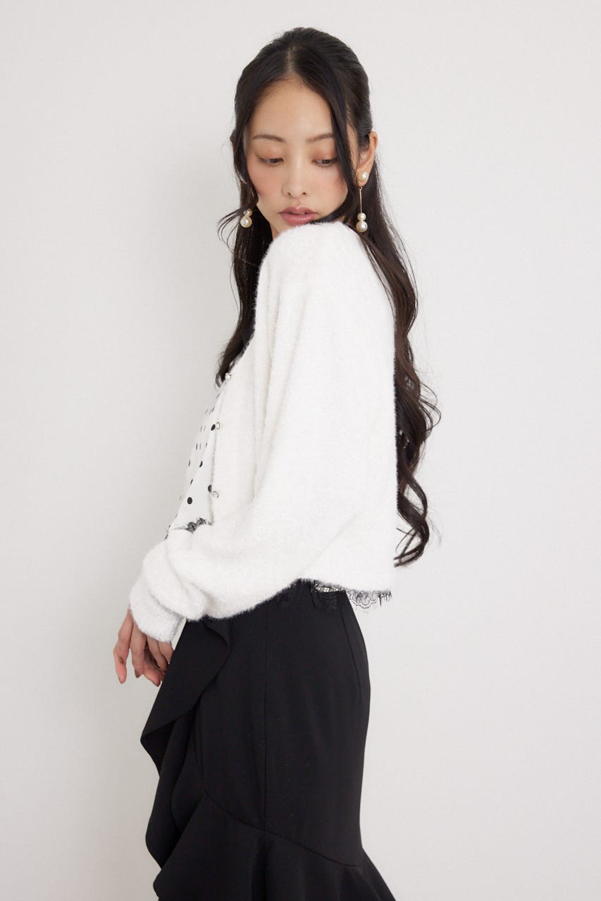 ミニフラッフィーニットカーディガン WHT FREE
