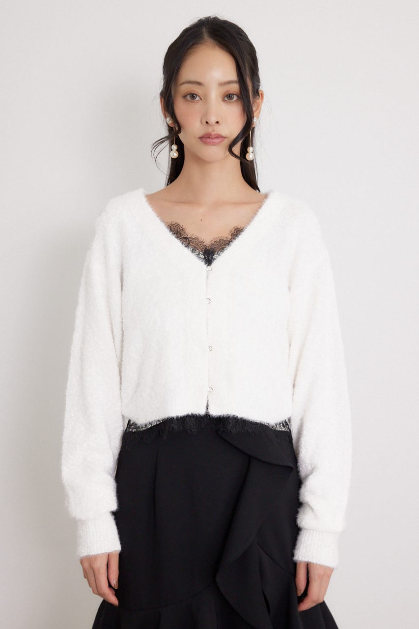 ミニフラッフィーニットカーディガン WHT FREE