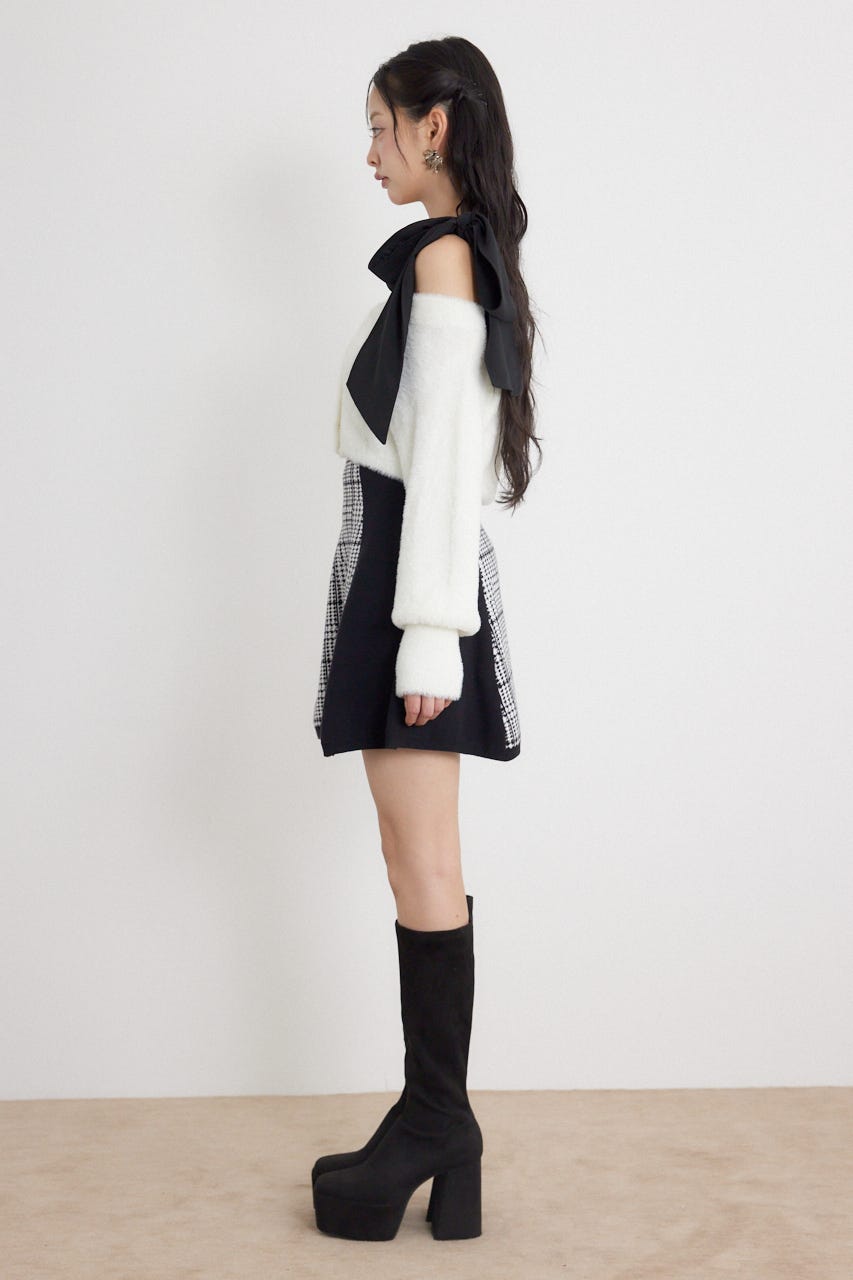 ジャガードニットミニセットワンピース M/BLK FREE