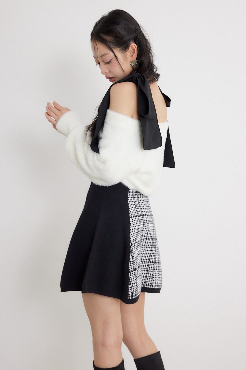 ジャガードニットミニセットワンピース M/BLK FREE