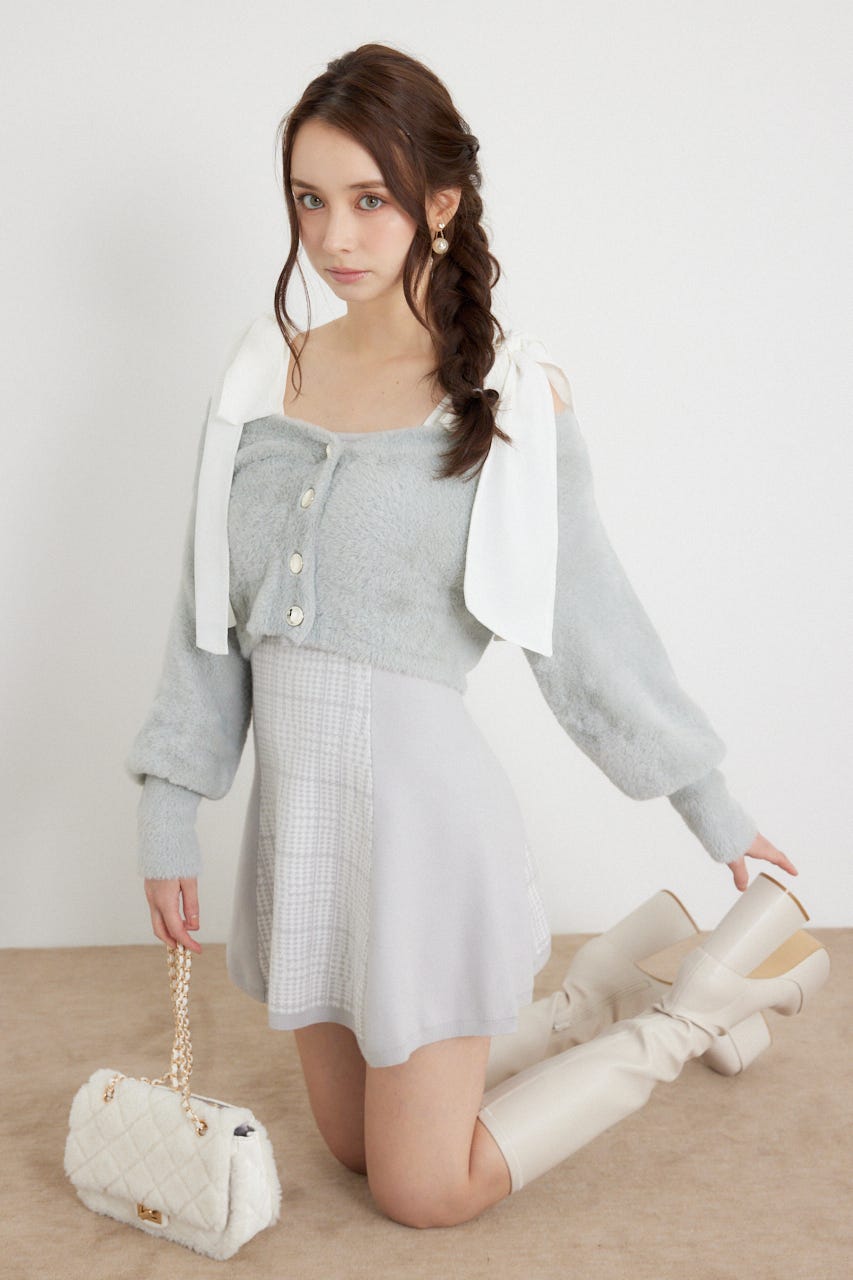 ジャガードニットミニセットワンピース M/GRY FREE