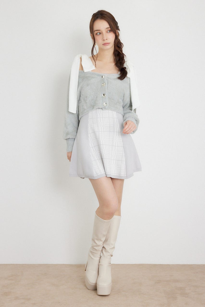 ジャガードニットミニセットワンピース M/GRY FREE