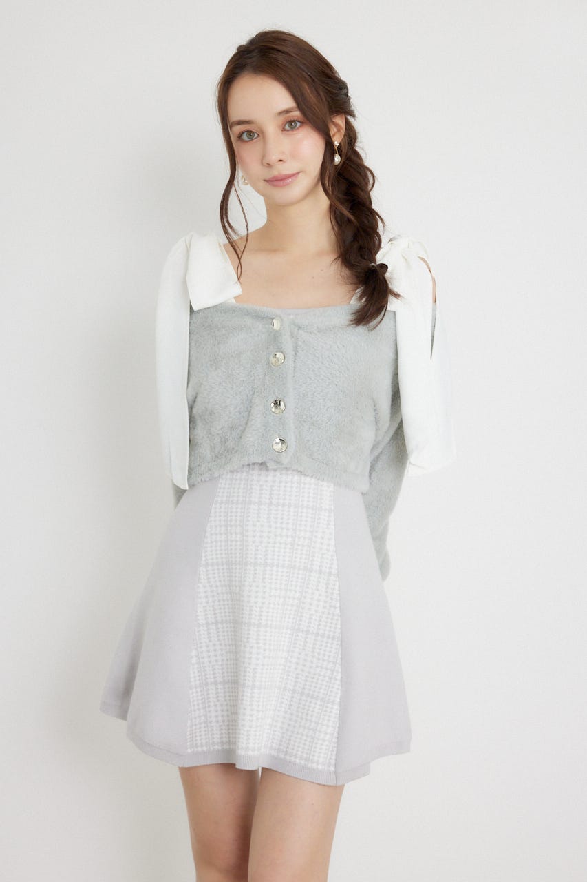 ジャガードニットミニセットワンピース M/GRY FREE