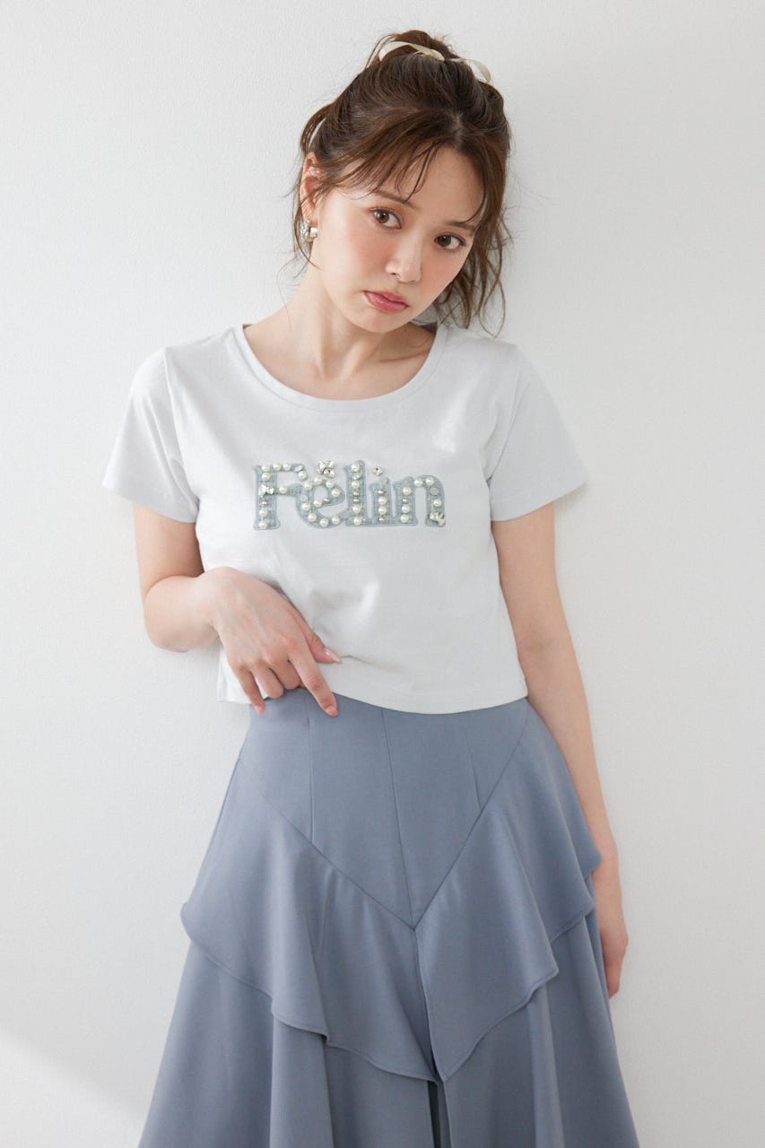 デコラティブロゴTシャツ L/BLU FREE