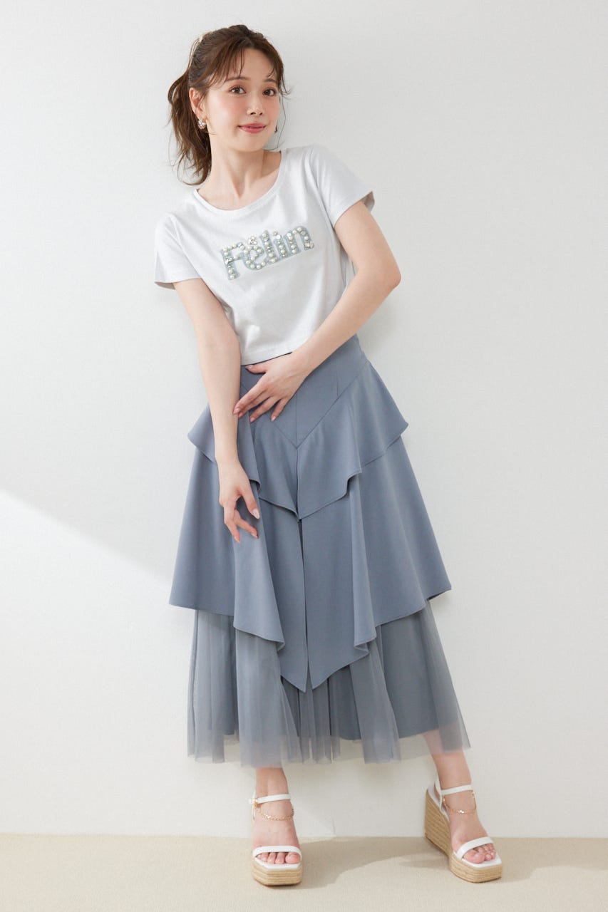 デコラティブロゴTシャツ L/BLU FREE