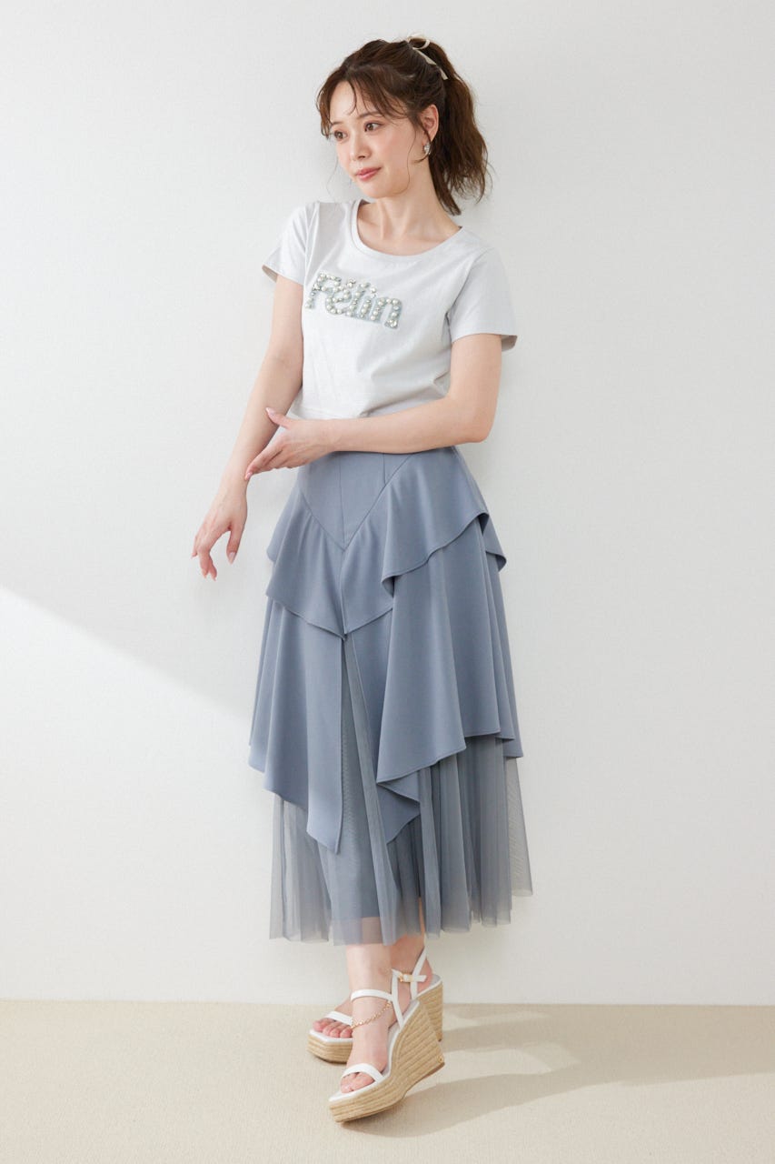 デコラティブロゴTシャツ L/BLU FREE
