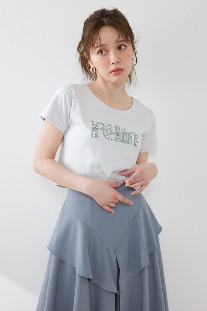 デコラティブロゴTシャツ L/BLU FREE