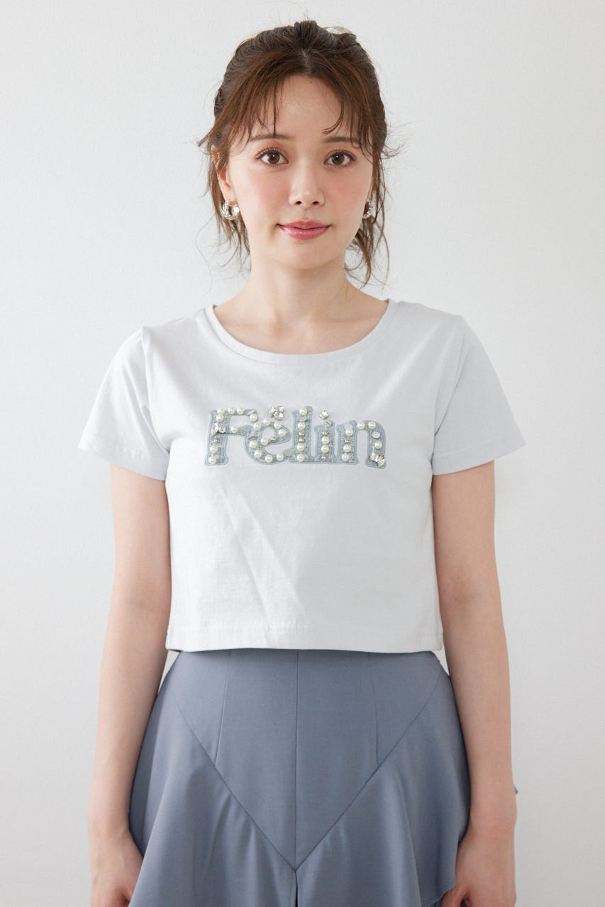 デコラティブロゴTシャツ L/BLU FREE