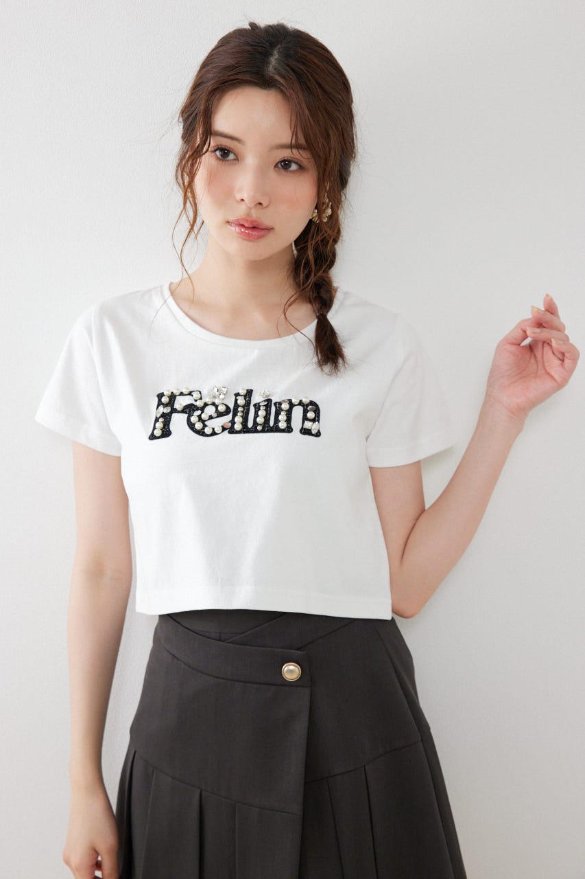 デコラティブロゴTシャツ WHT FREE