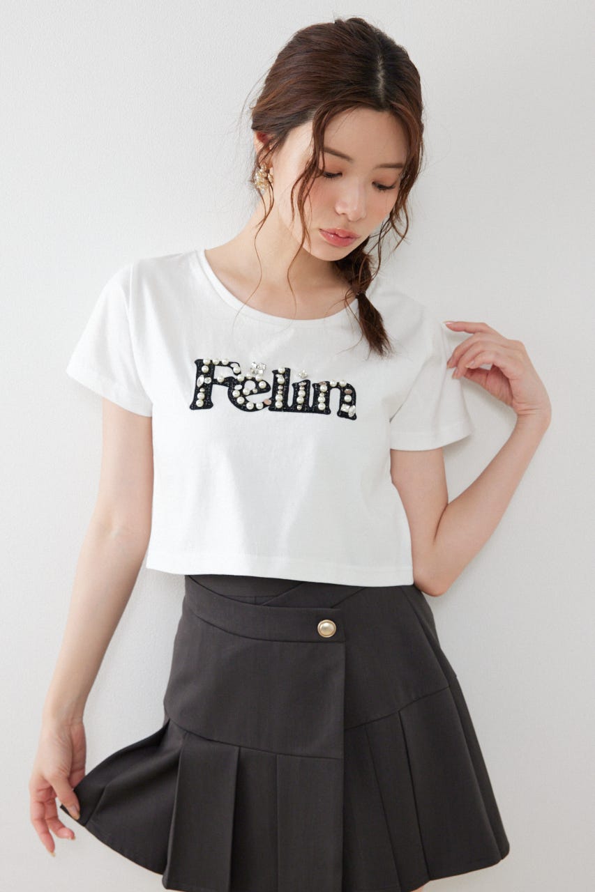 デコラティブロゴTシャツ WHT FREE