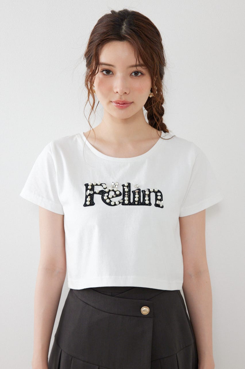 デコラティブロゴTシャツ WHT FREE