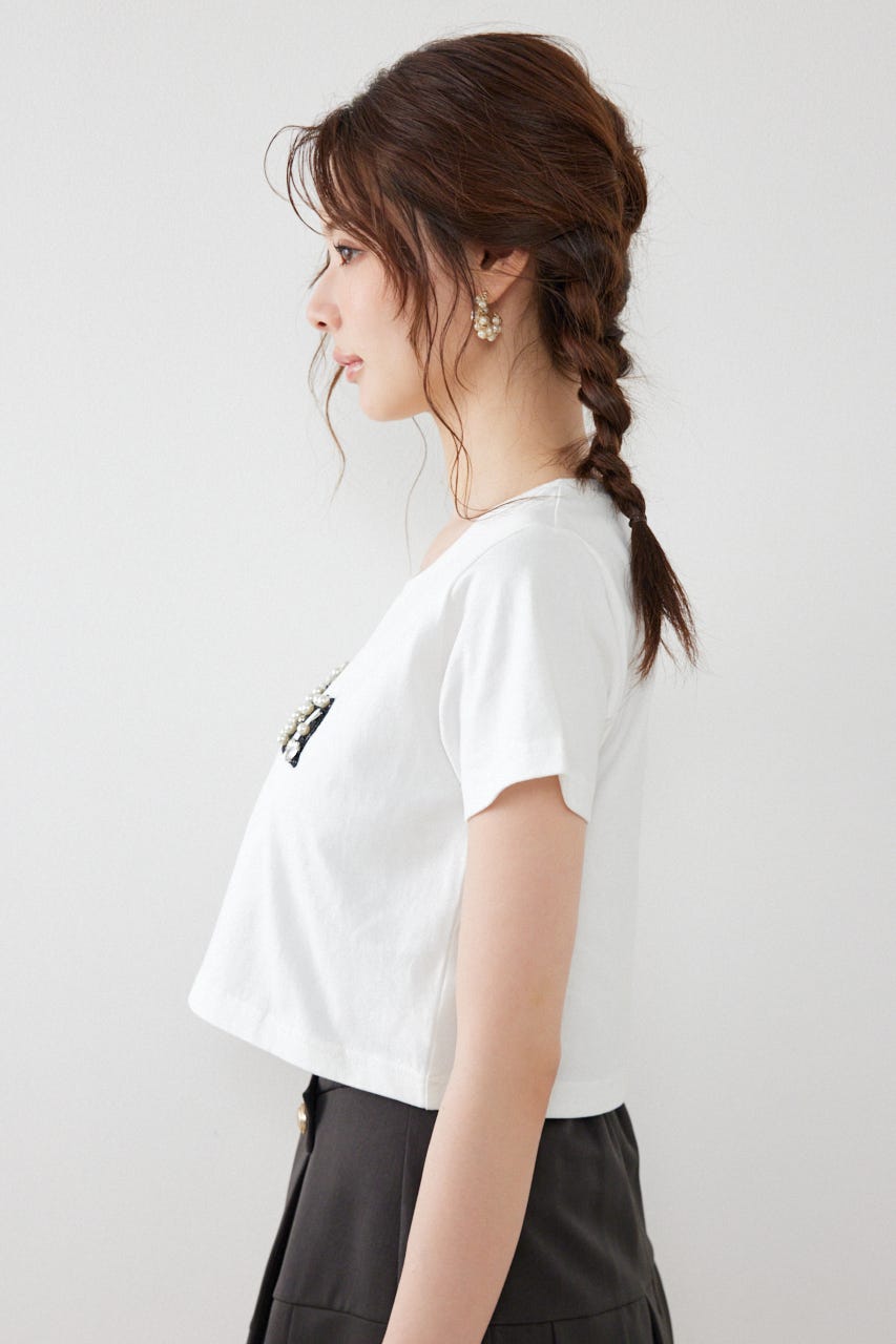 デコラティブロゴTシャツ WHT FREE