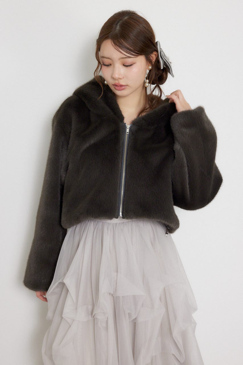 フードファーコート D/GRY FREE