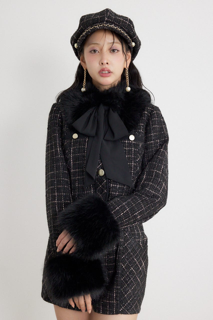 ティペットセットツイードジャケット BLK M