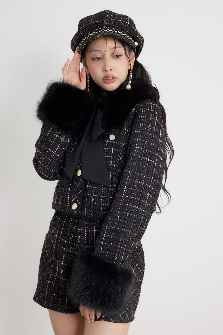 ティペットセットツイードジャケット BLK M