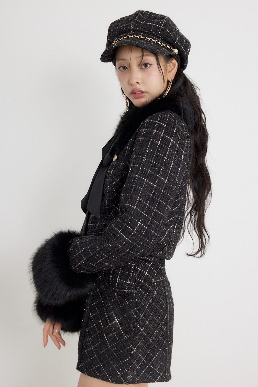 ティペットセットツイードジャケット BLK M