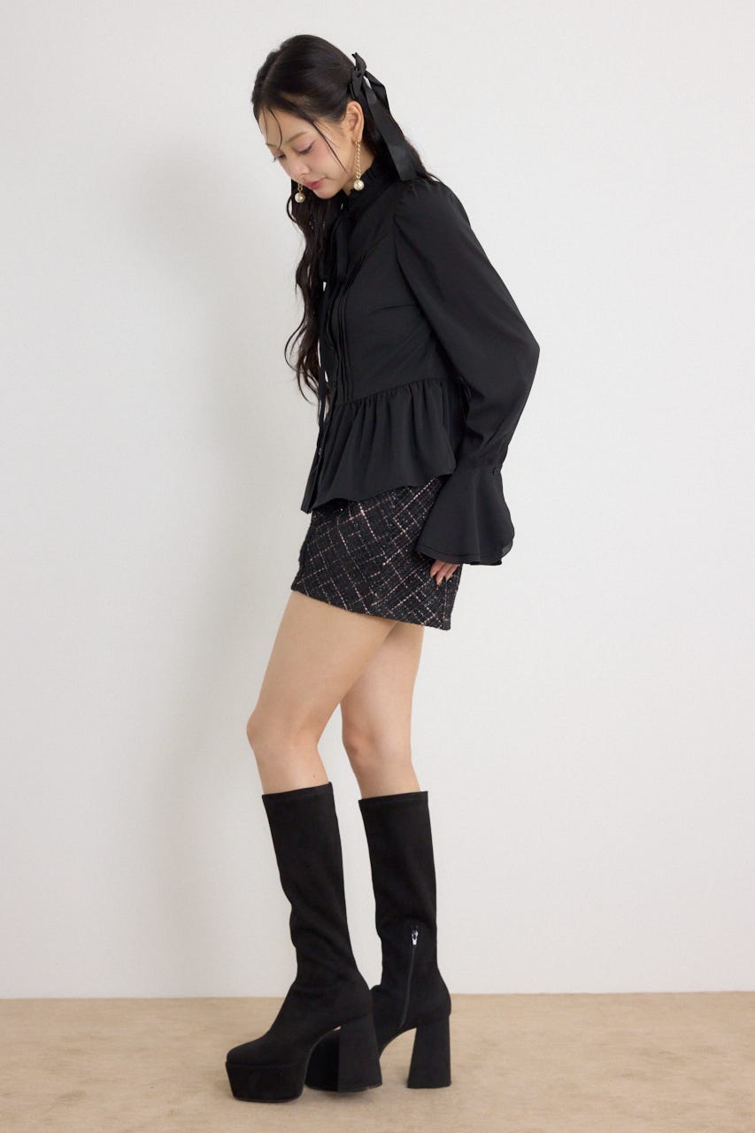 リボンブラウス BLK M