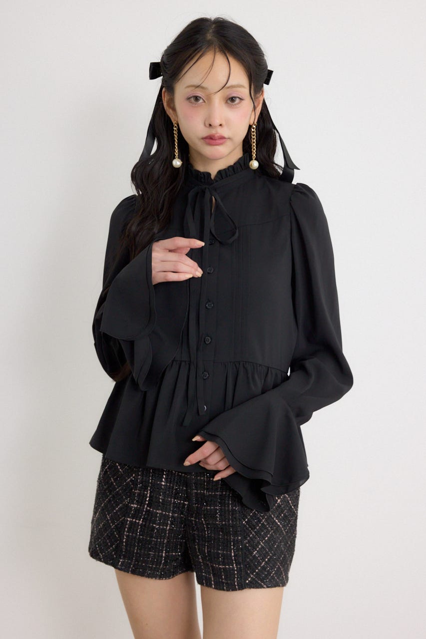 リボンブラウス BLK M