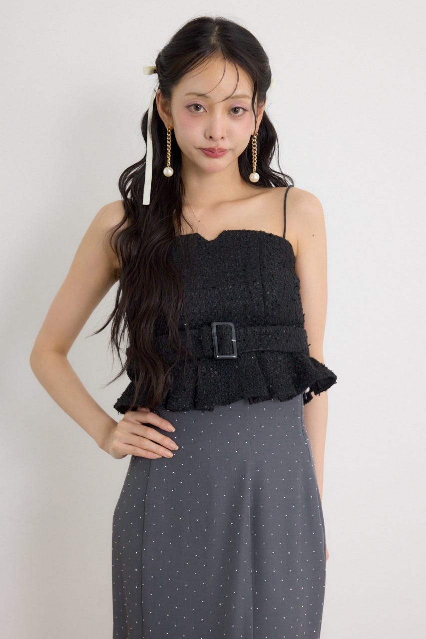ペプラムビスチェトップス BLK S