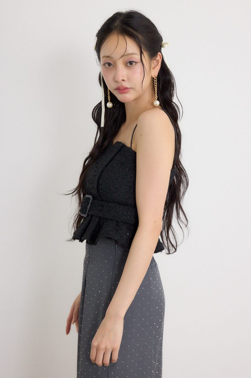 ペプラムビスチェトップス BLK S