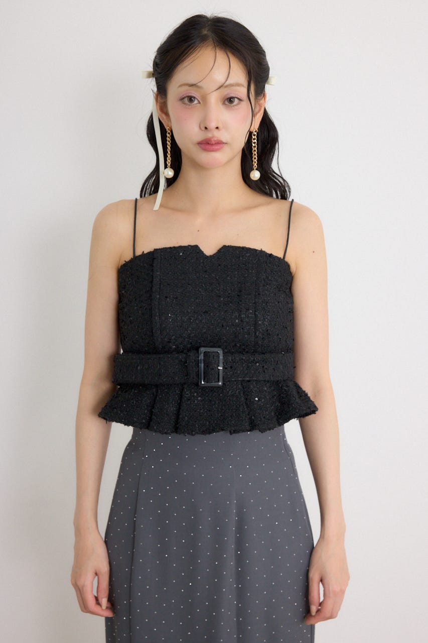ペプラムビスチェトップス BLK S