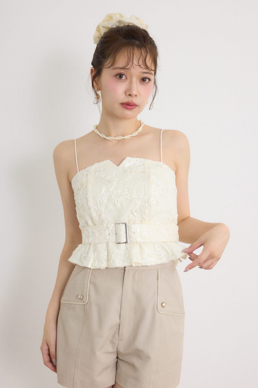 ペプラムビスチェトップス WHT M