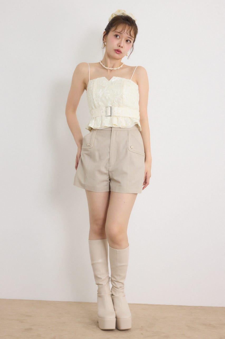 ペプラムビスチェトップス WHT M