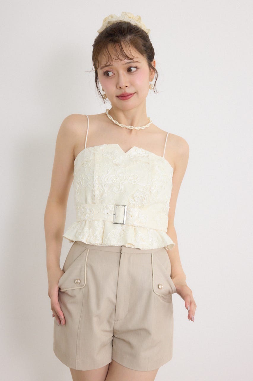 ペプラムビスチェトップス WHT M