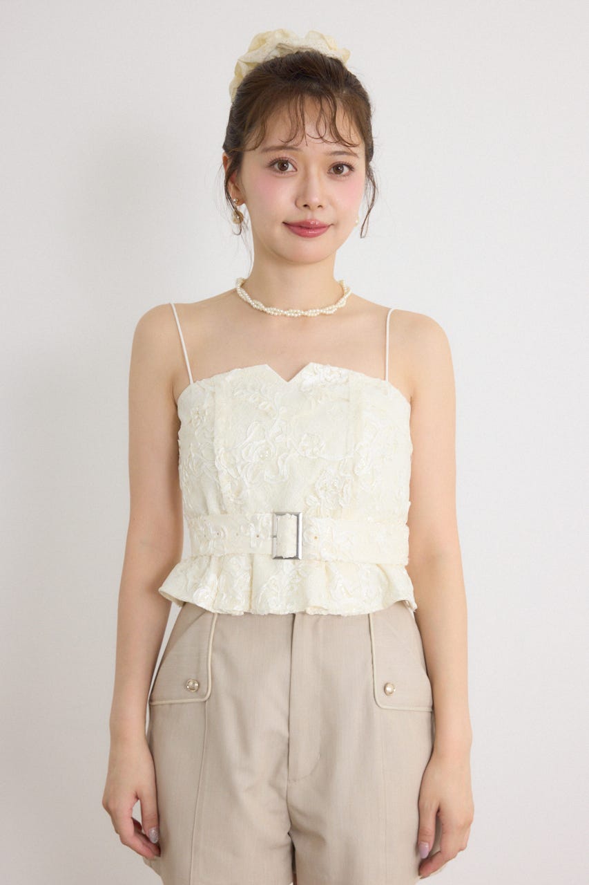 ペプラムビスチェトップス WHT M