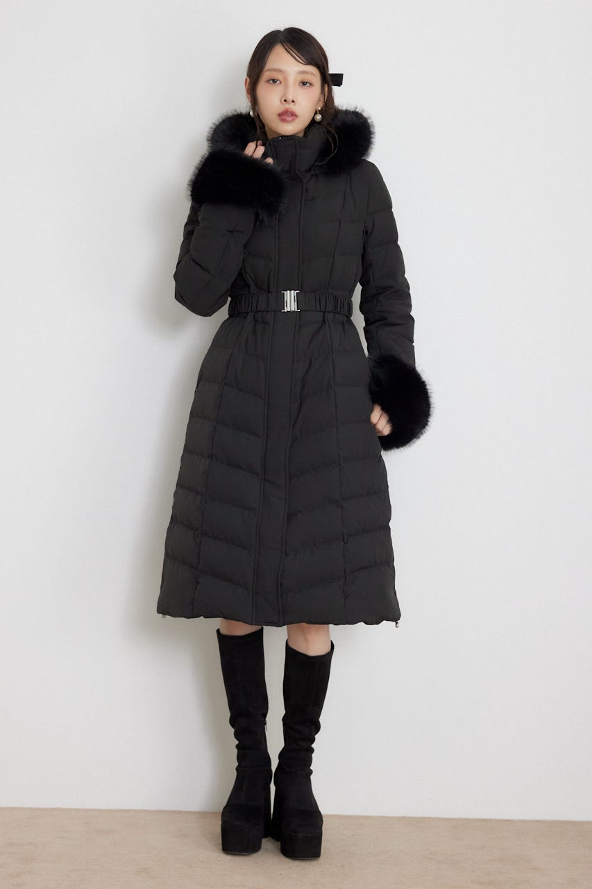 Aラインダウンロングコート BLK M