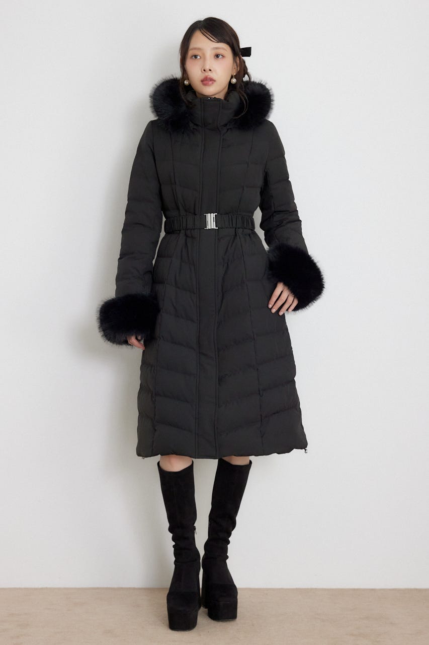 Aラインダウンロングコート BLK M