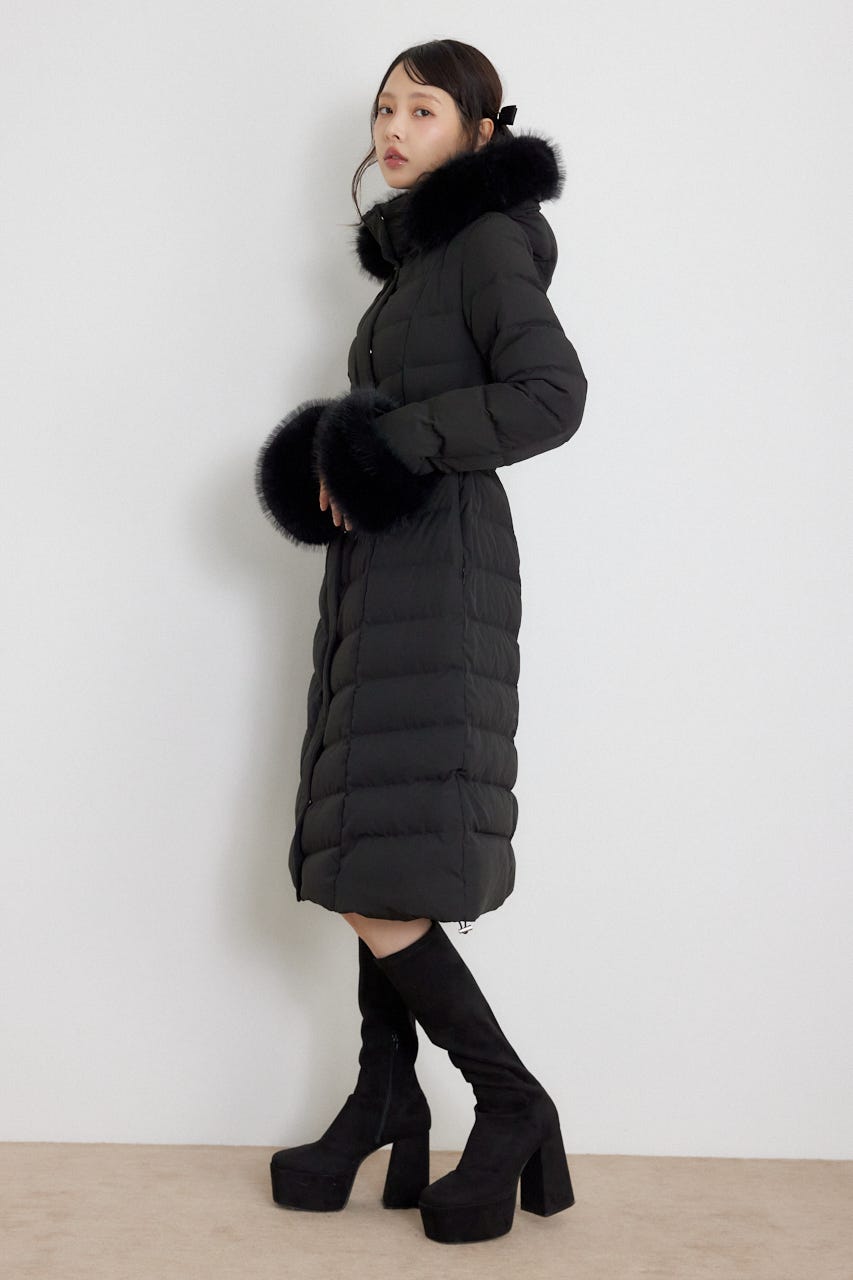 Aラインダウンロングコート BLK M
