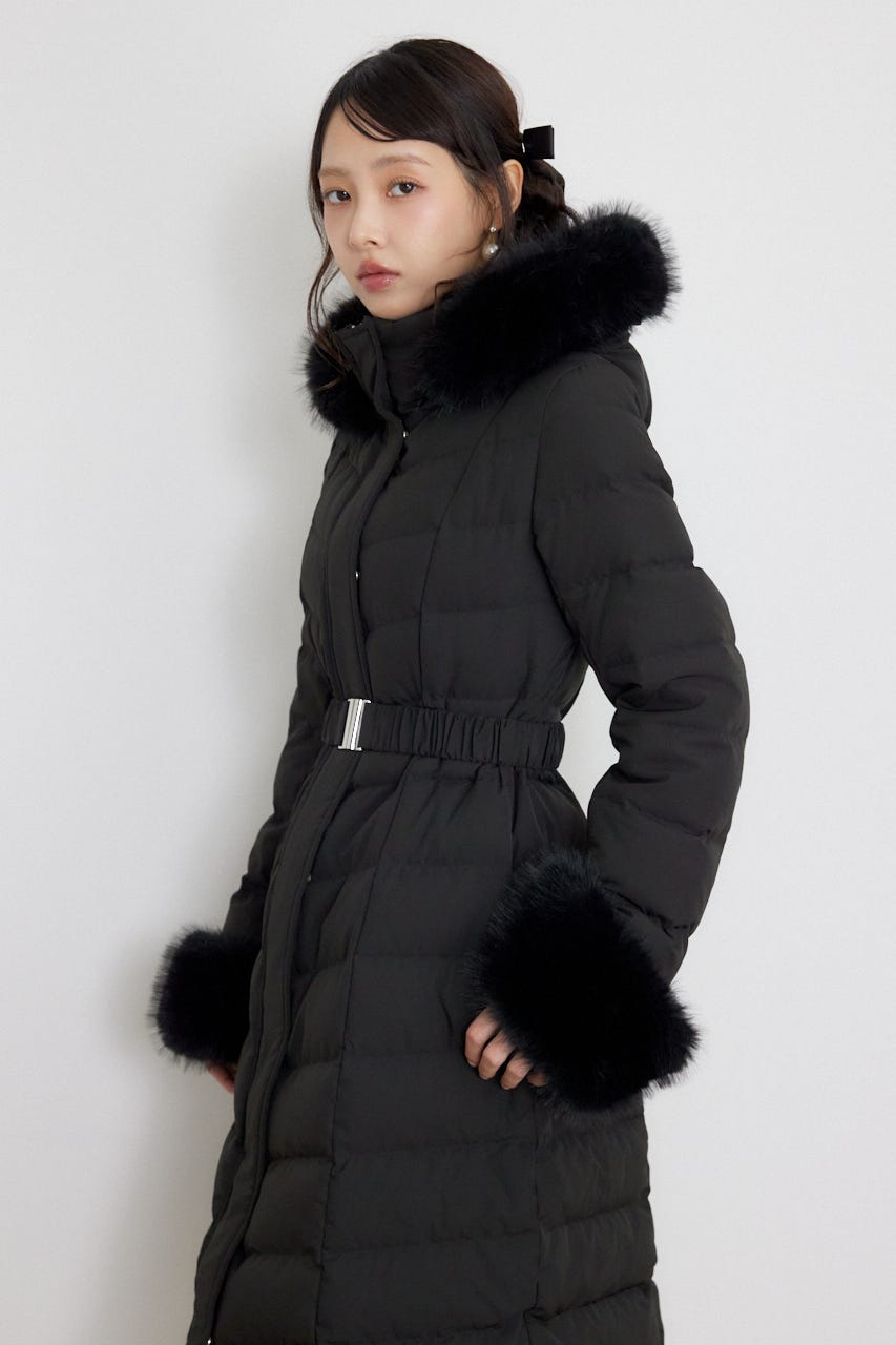 Aラインダウンロングコート BLK M