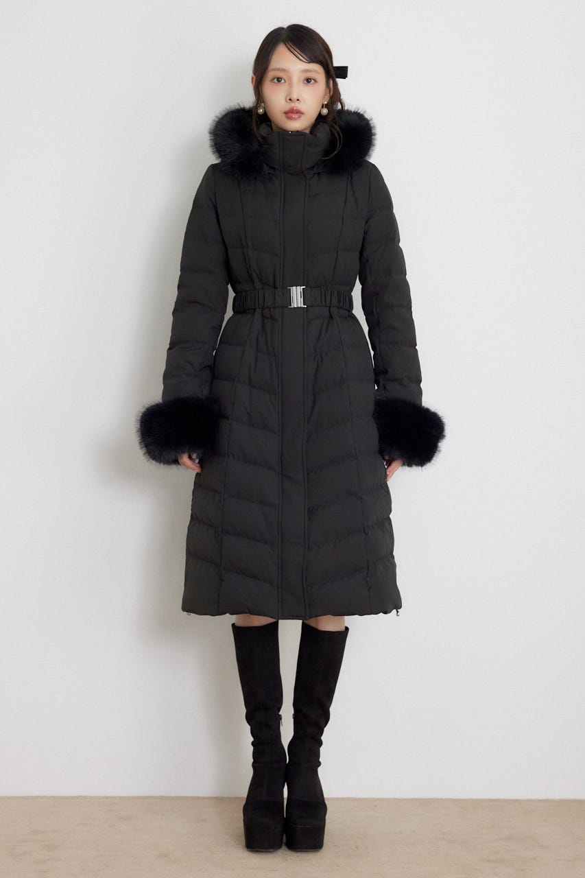 Aラインダウンロングコート BLK M