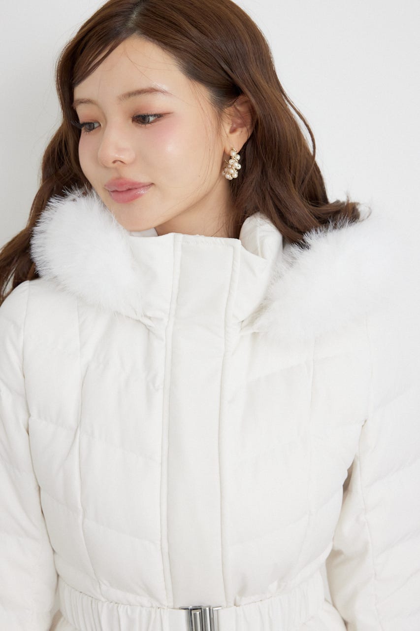 Aラインダウンロングコート WHT S