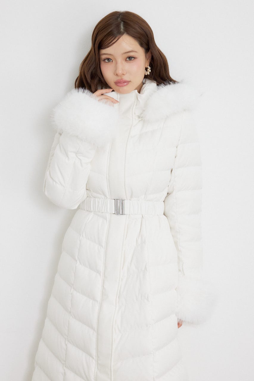 Aラインダウンロングコート WHT S