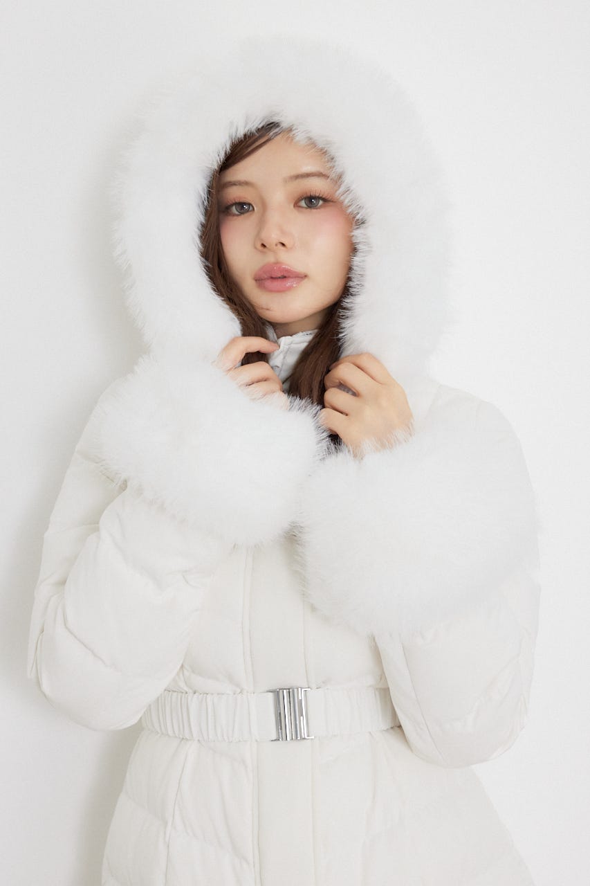 Aラインダウンロングコート WHT S