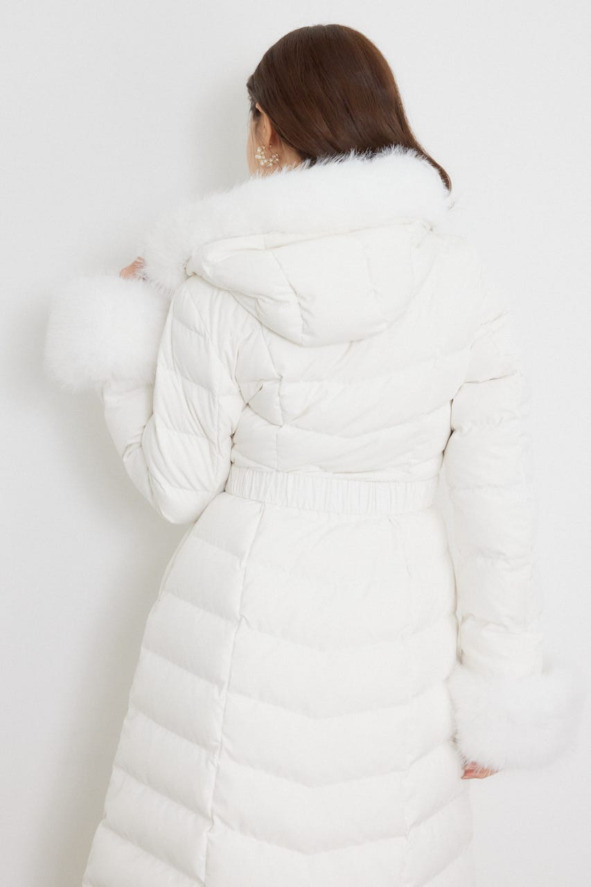 Aラインダウンロングコート WHT S