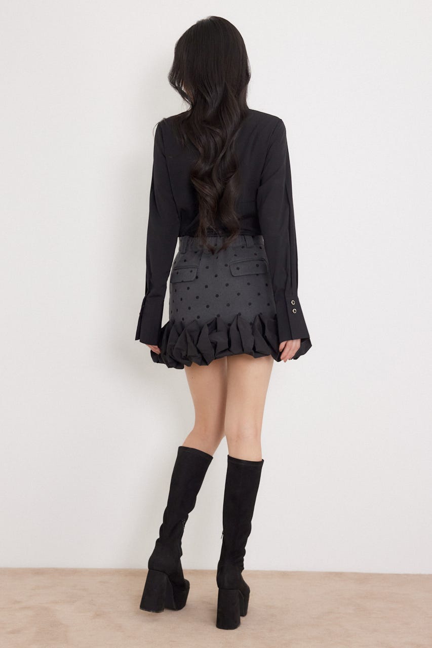 ベルトデザインブラウス BLK S