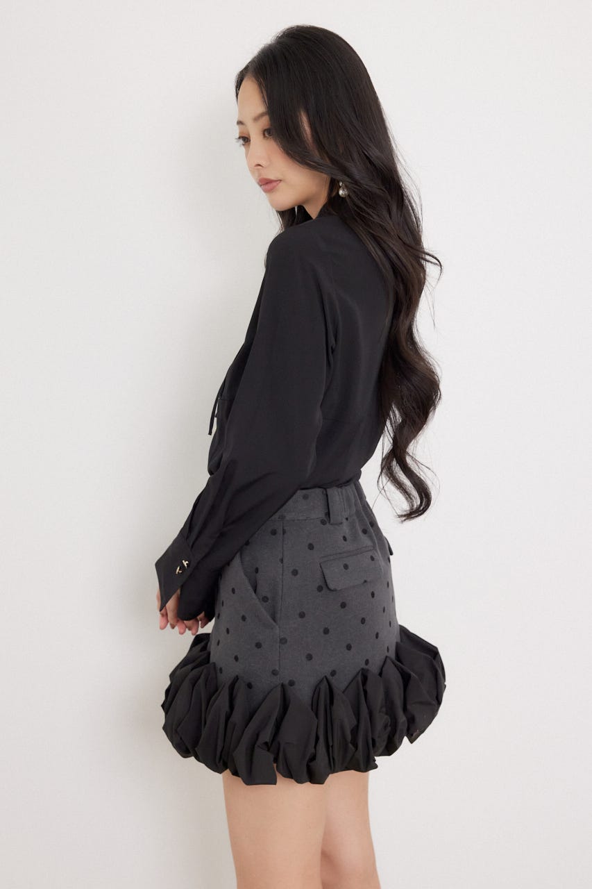 ベルトデザインブラウス BLK S