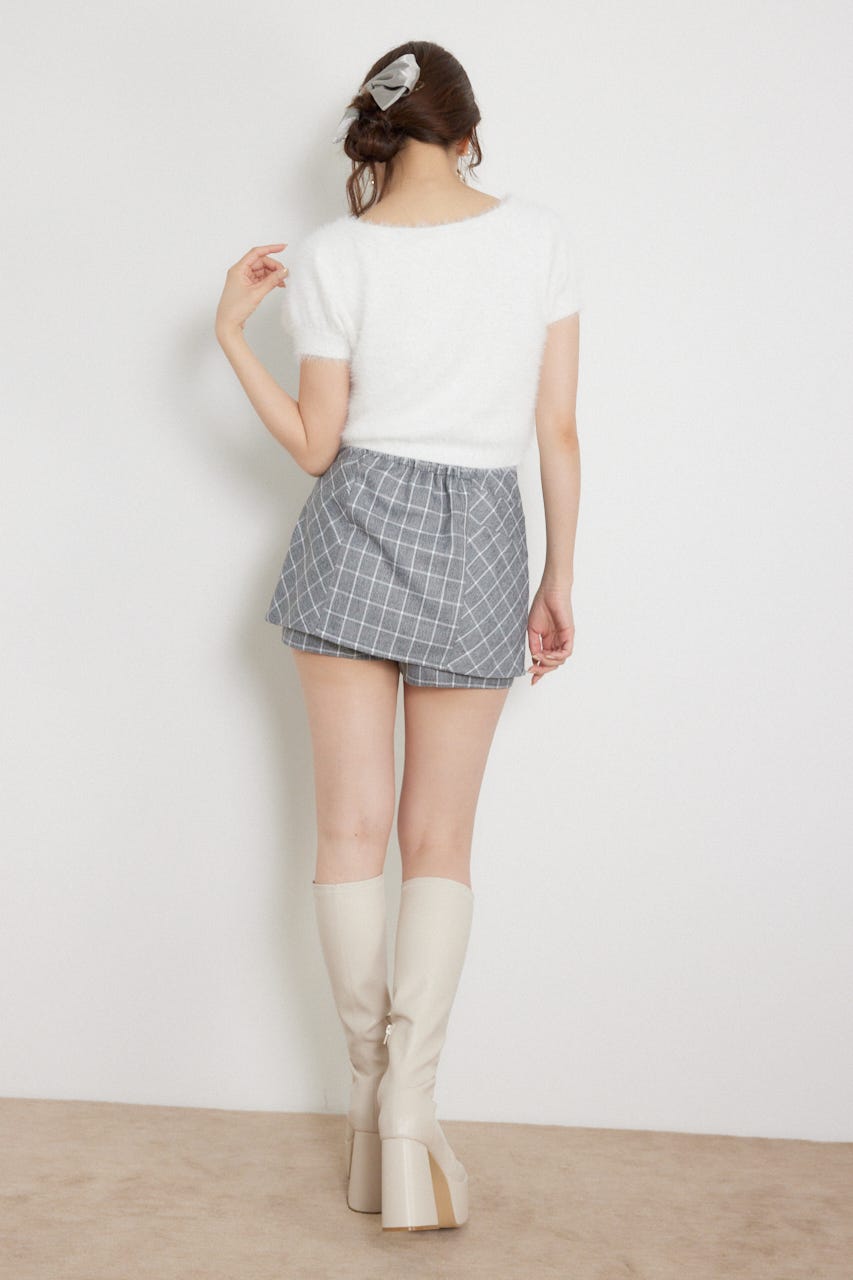 タイトミニスコートショートパンツ 柄GRY M