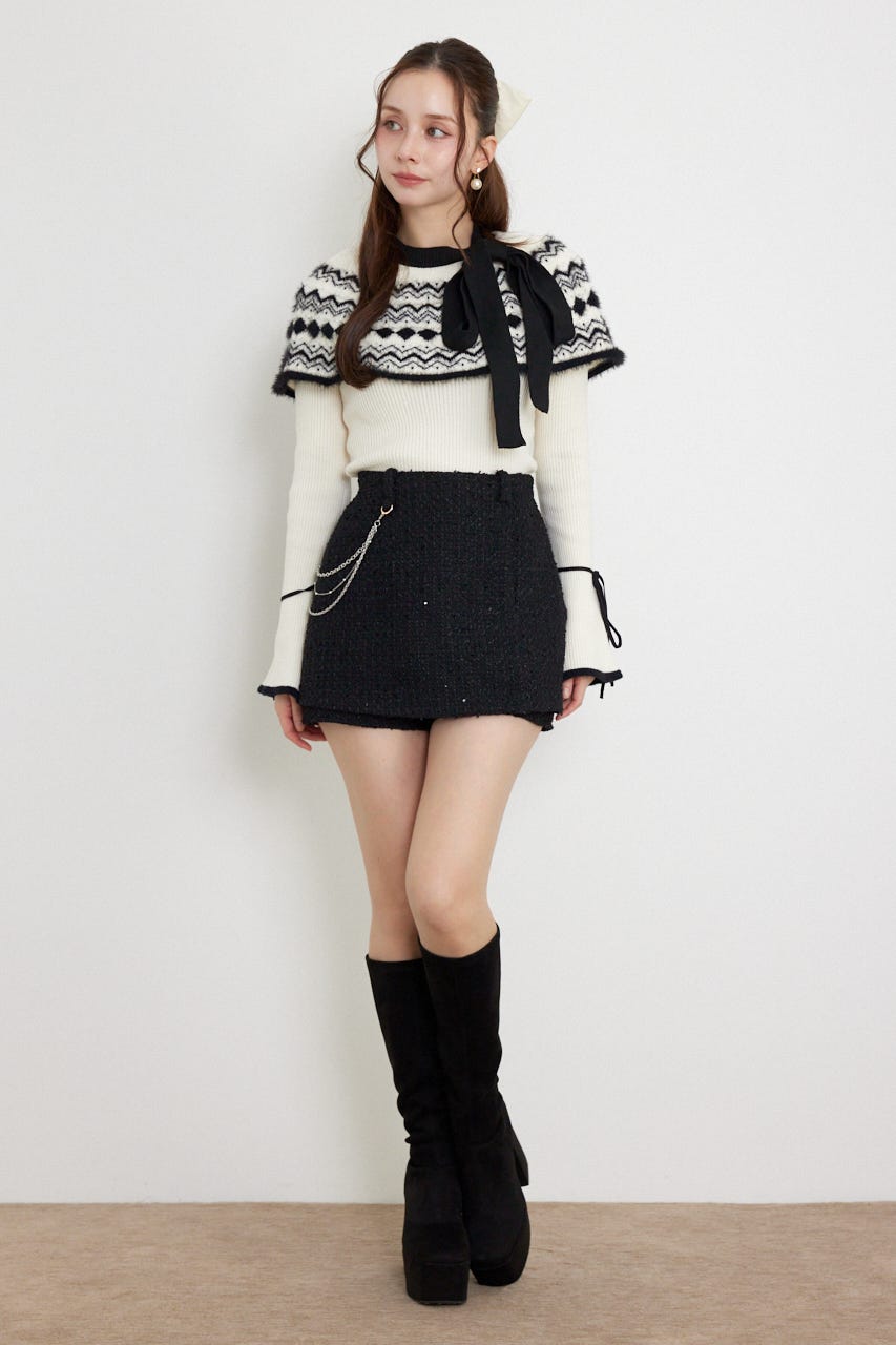 ラップミニスコートショートパンツ BLK M