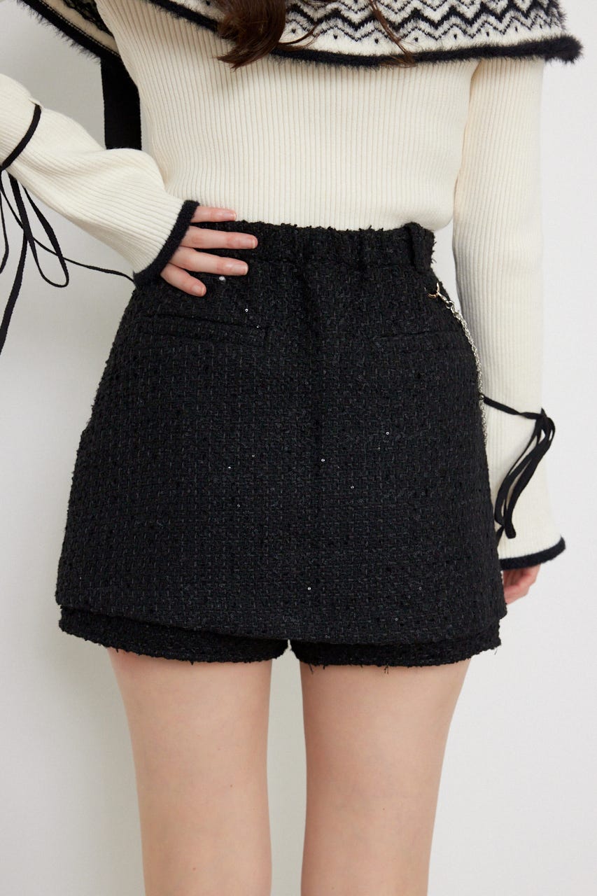 ラップミニスコートショートパンツ BLK M