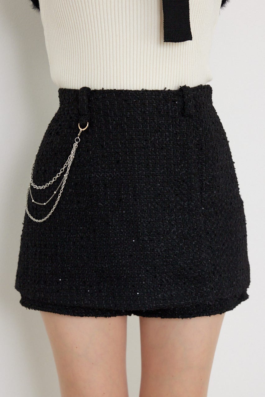 ラップミニスコートショートパンツ BLK M