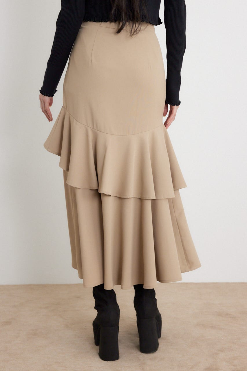 フリルスリットハイウエストスコートショートパンツ BEG S