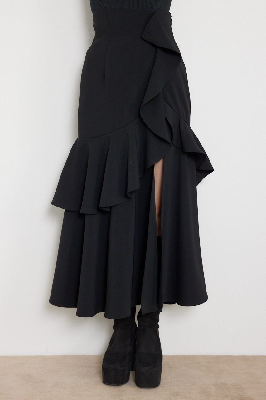 フリルスリットハイウエストスコートショートパンツ BLK S