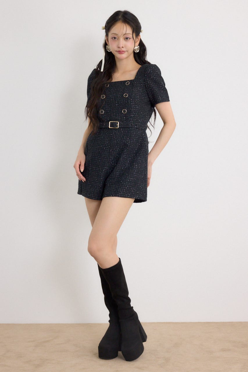 【乃木坂46 金川紗耶さん着用】ダブルボタンロンパース BLK M