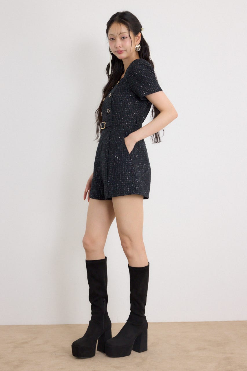 【乃木坂46 金川紗耶さん着用】ダブルボタンロンパース BLK M