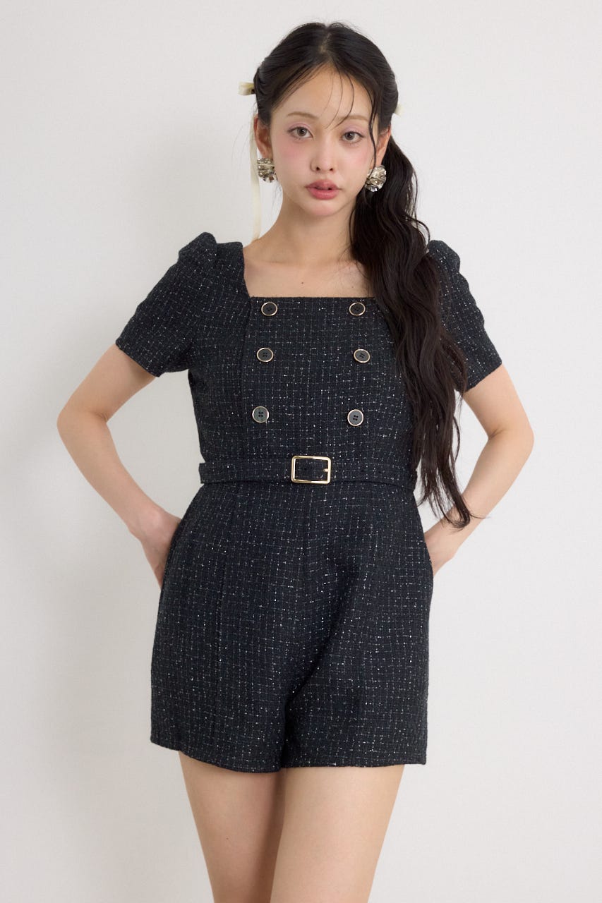 【乃木坂46 金川紗耶さん着用】ダブルボタンロンパース BLK M